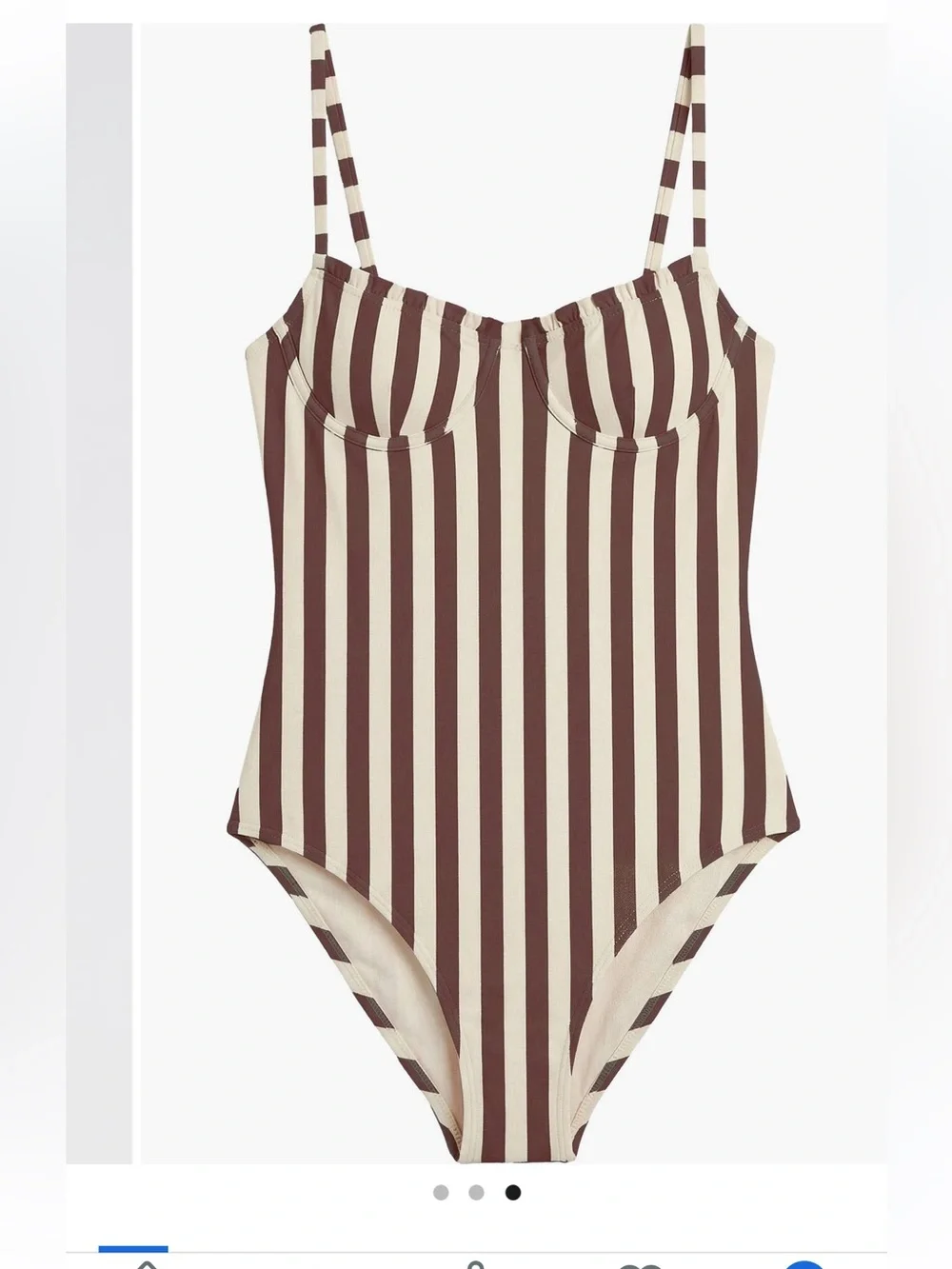 Onia Marilyn Swimsuit Medium chocolate cherry vertical striped NWT - Picture 2 of 6